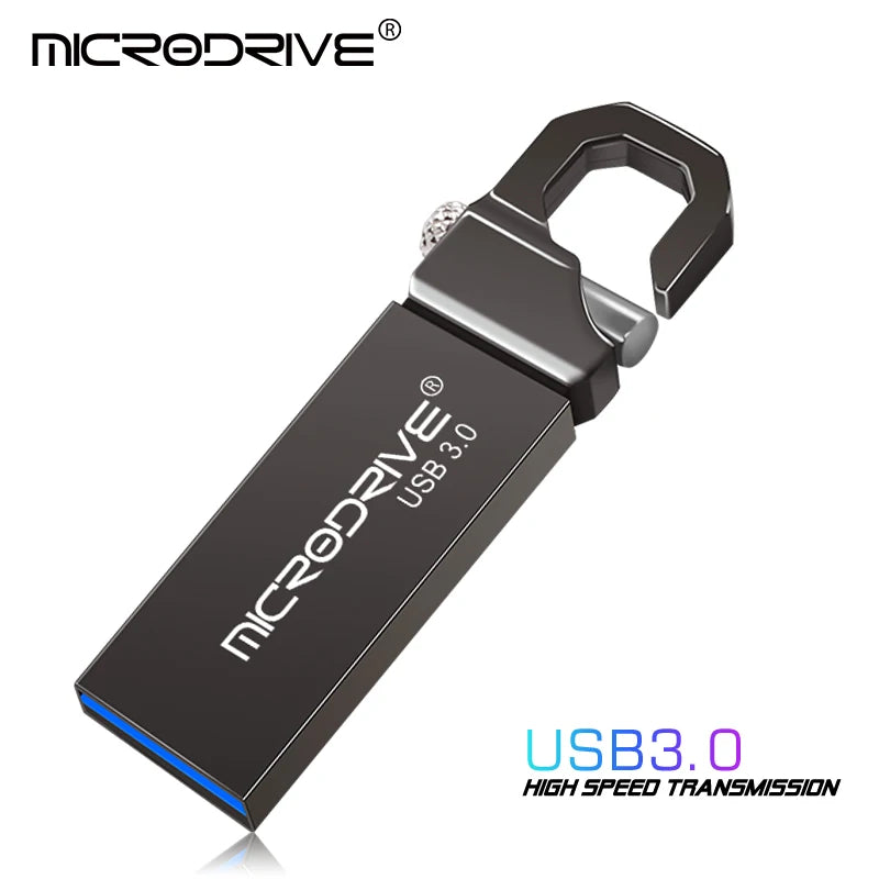 USB 3.0 Flash Drive – Metal pen drive in 16GB, 32GB, 64GB, and 128GB, high-speed and waterproof.